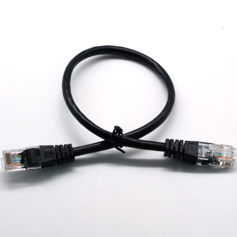 RJ45 8PIN 투명 헤드 24/26AWG 블랙 이더넷 네트워크 케이블 LAN 케이블 전선 하네스